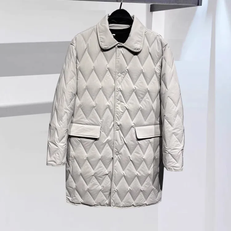 Jaet-ropa de trabajo ligera con cuello levantado para hombre, ropa de trabajo de longitud media, informal, con diamantes, a la moda, diseño Original