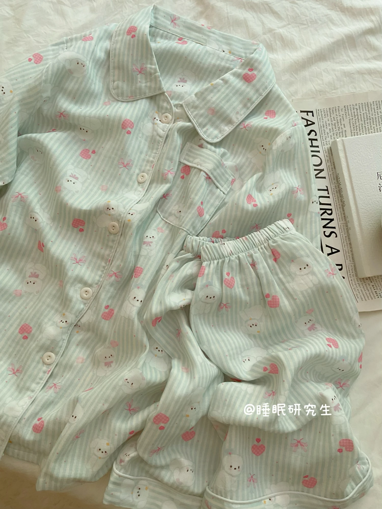 Pure Cotton Pajamas Set Small Fresh Cartoon Cute Short-sleeved Pajamas Sweet Girl Japanese Ins Skin-friendly Soft Loungewear