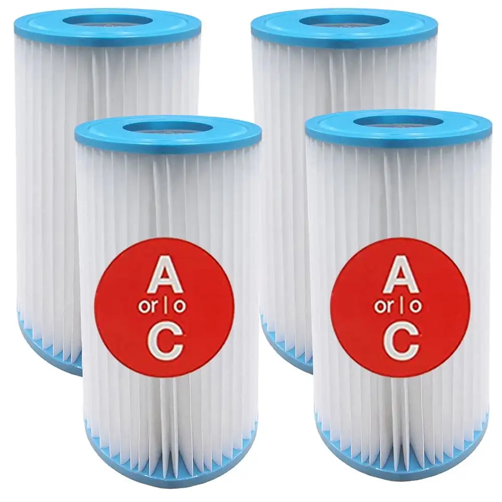 4 Pack Replacement Filter Cartridge Type A or C, Compatible with Pools, Easy Set Swimming Pool Type A or C Filter Replacement Ca