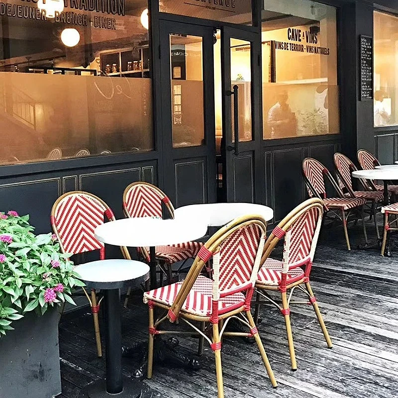 Dining chair Outdoor open-air western food cafe Table and chair combination Garden Internet celebrity leisure rattan chair
