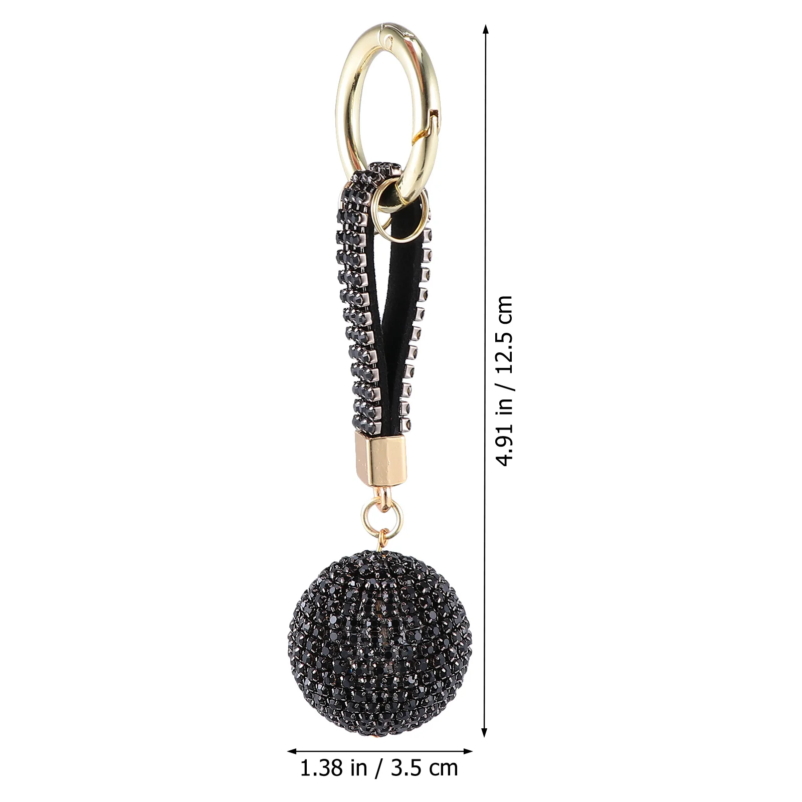 

Rhinestone Keychain Black Crystal Ball Design Decorative Key Ring for Bag Car Keys Purse Hanging Ornament Bling Chic Fashion