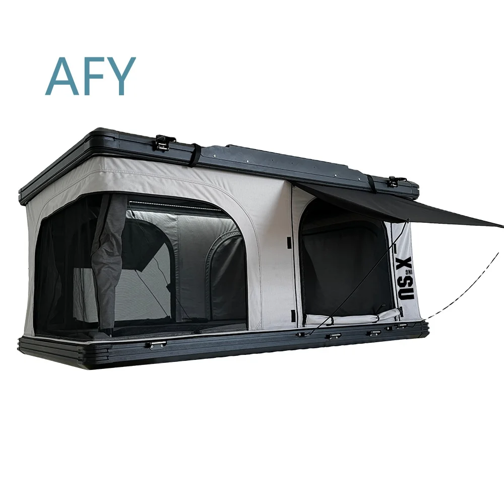 Foldable Rooftop Tent for Outdoor Camping 3-4 Person Hard Shell Aluminum Camper Tent for SUV Truck Van Roof Rack Mount