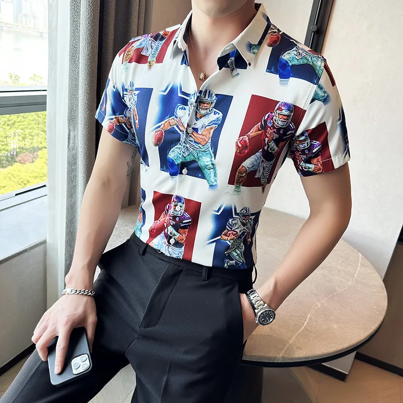

Fashion Print Shirts for Men 2023 Summer Long Sleeve Slim Fit Casual Shirts Social Business Dress Shirt Streetwear Tuxedo Blouse