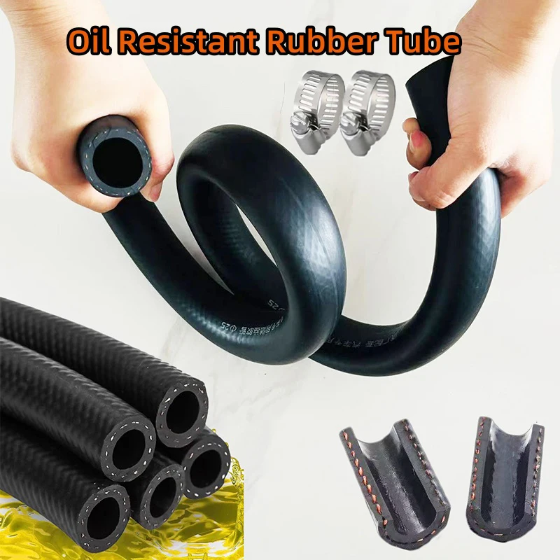 Oil Resistant Pipe ID4-25mm Petrol Diesel Oil Resistant Flexible Rubber Tube Thickened Heat Resistant Multipurpose Pressure Pipe