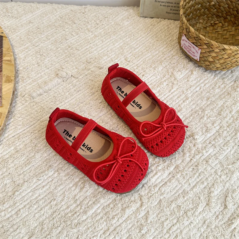 Knitted Fabric Breathable Children's Shoes Candy-colored Children's Dance Shoes in Spring and Summer Girls Hollow Joker Shoes