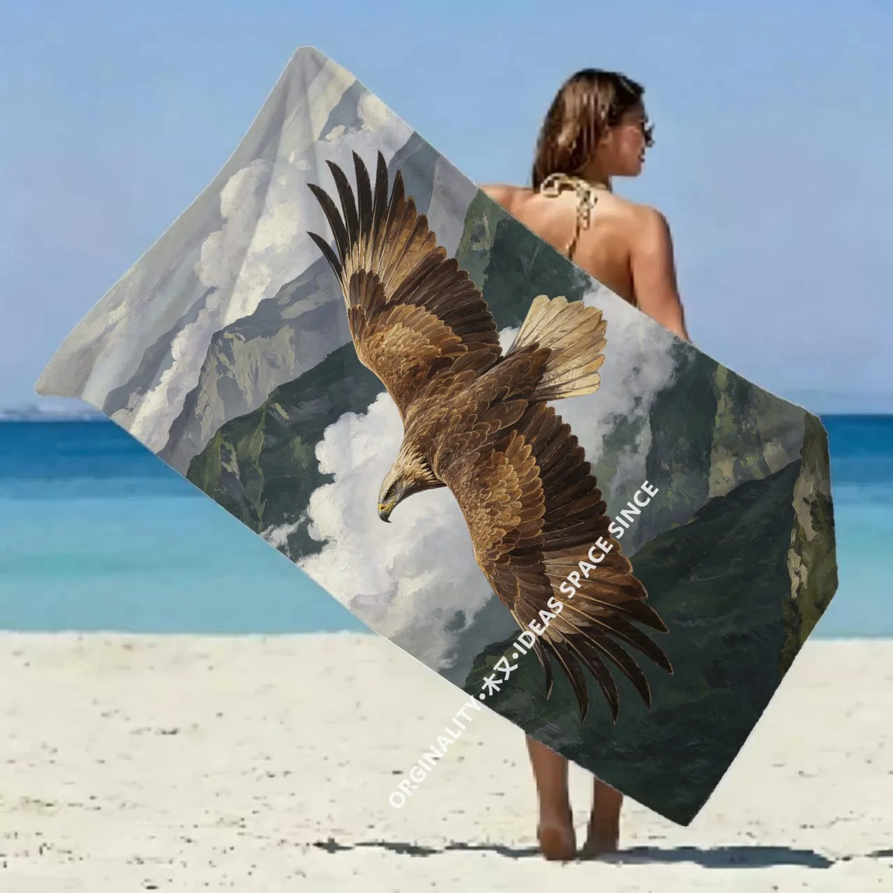 Wild Eagle Mountain Landscape Beach Towel Patterned Sunscreen And Windproof Suitable For Swimming Pool Camping Travel