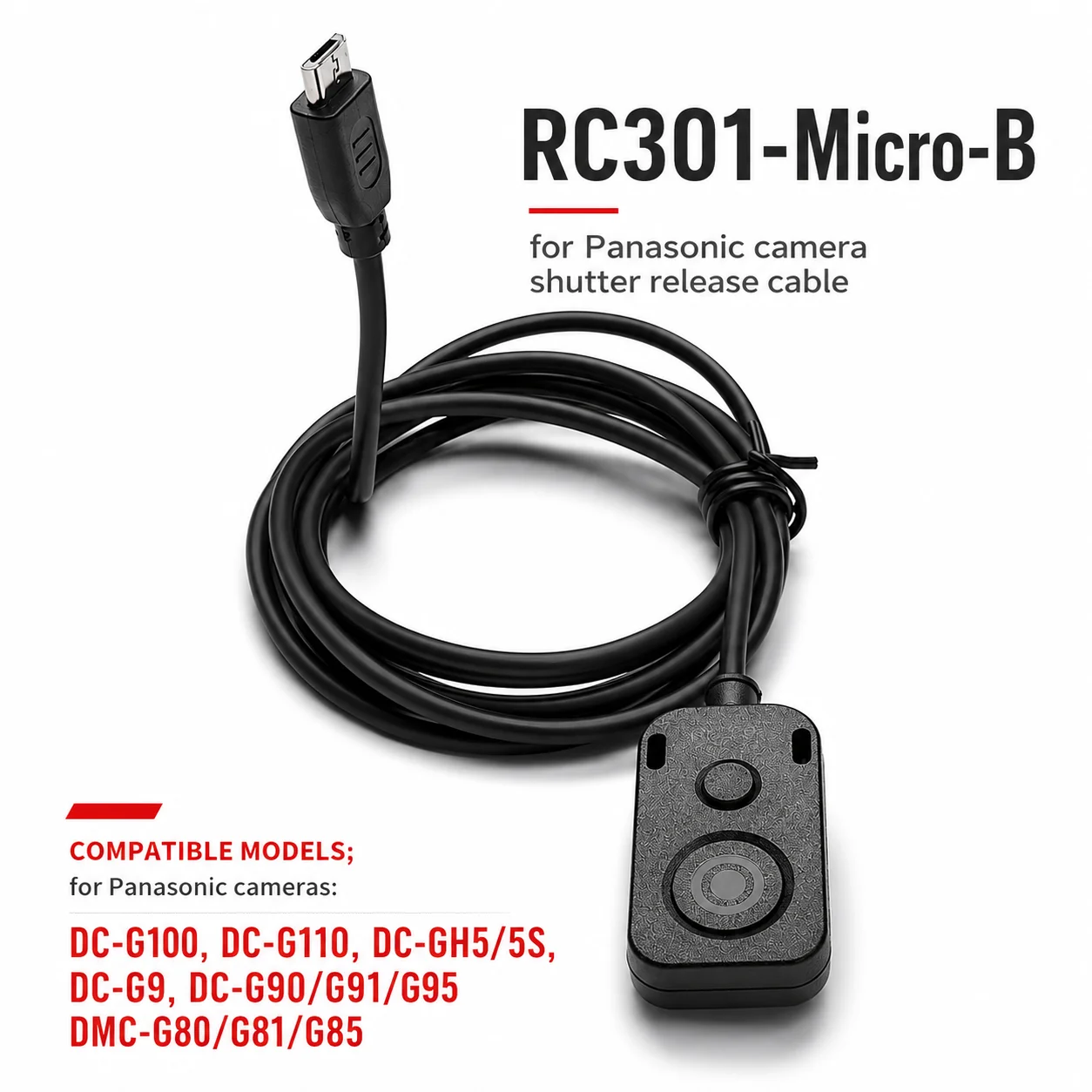 RC301-Micro-B For Panasonic Camera DC-G100, DC-G110, DC-GH5/5S Accessories Remote Control Cable
