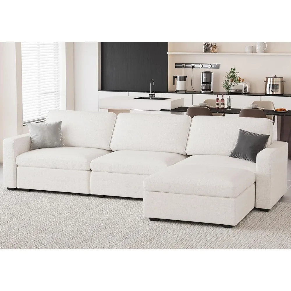 Modular Sectional Sofa with Storage Seats L Shaped Couch with Reversible Chaises 4 Seat Chenille Cloud Sectional Couches