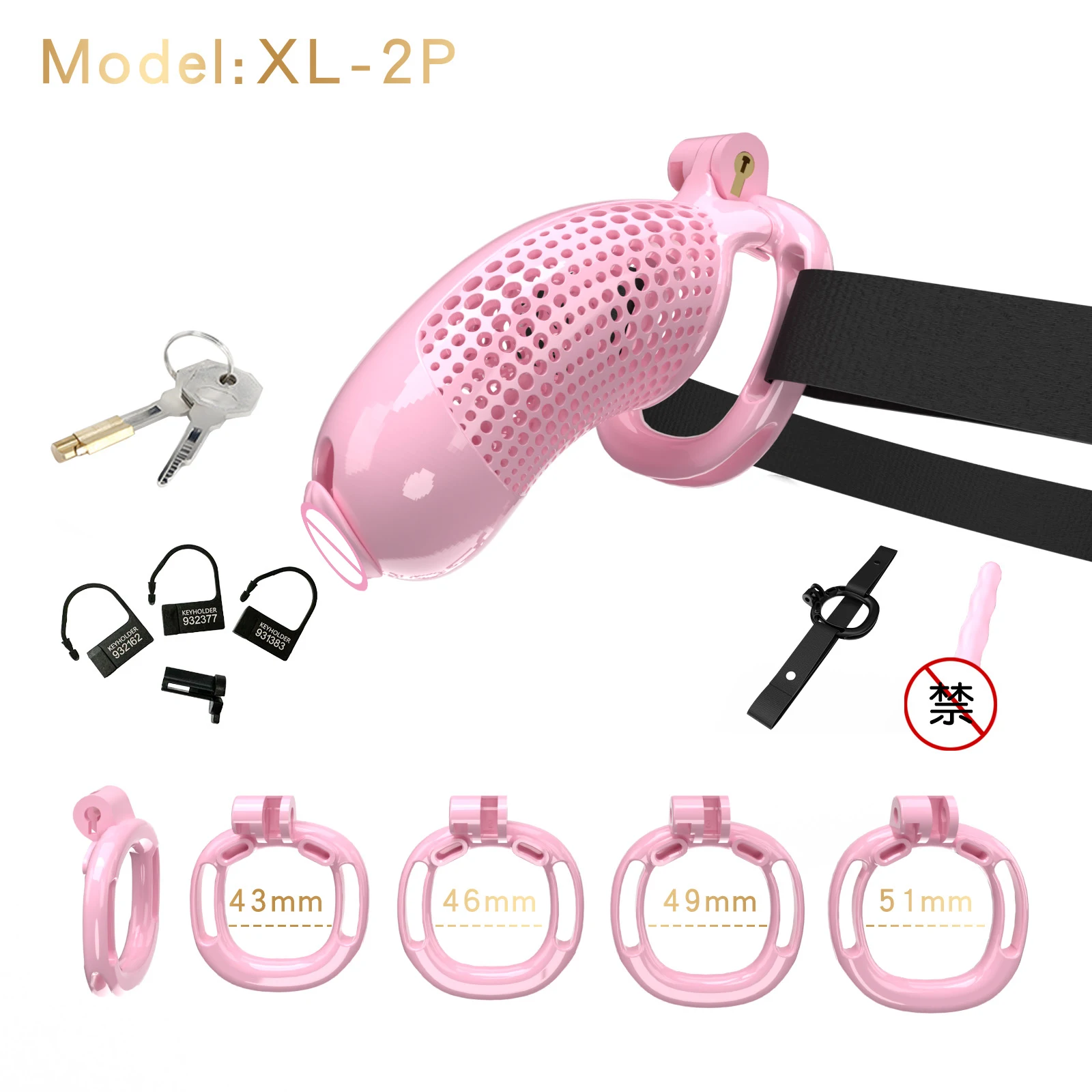 New BDSM Toys Male Chastity Device Lightweight Chastity Cage for Men, Plastic Cock Penis Lock Pink Large, Adult Gay Sex Toys18+ view 6