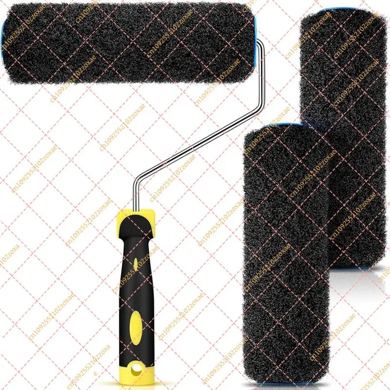 3Pcs Drywall Texture Roller Covers with 1Pc Frame, Paint Roller Set for Putty, Mud, Texture Coating