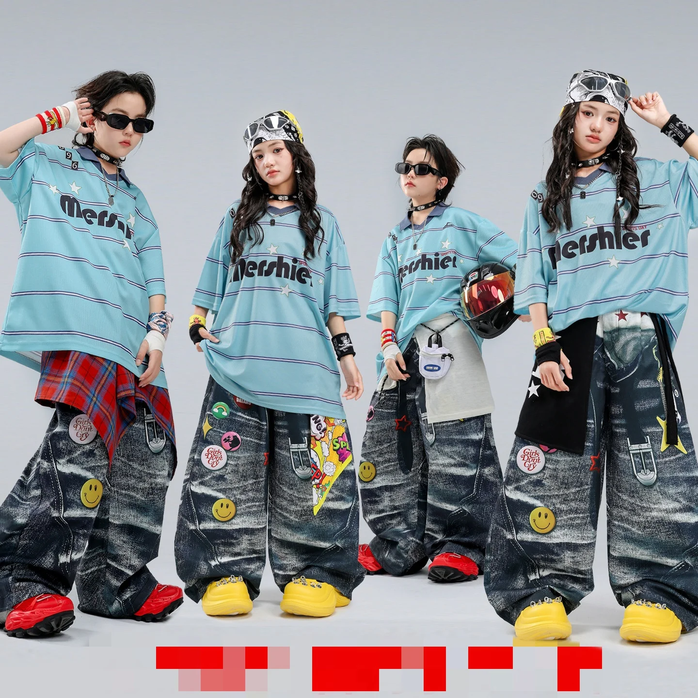 Fashion Cool Loose Hip Hop Suit Street Dance Outfit Kids Stage Performance Costume Trendy Hiphop Clothing For Dance