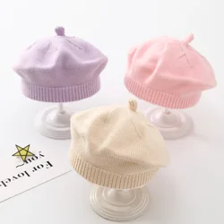 Bérets en laine pour bébé, chapeaux à carreaux plats français, casquettes polyvalentes pour enfants, chapeau chaud pour l'extérieur, doux, automne et hiver, ogo, mignon