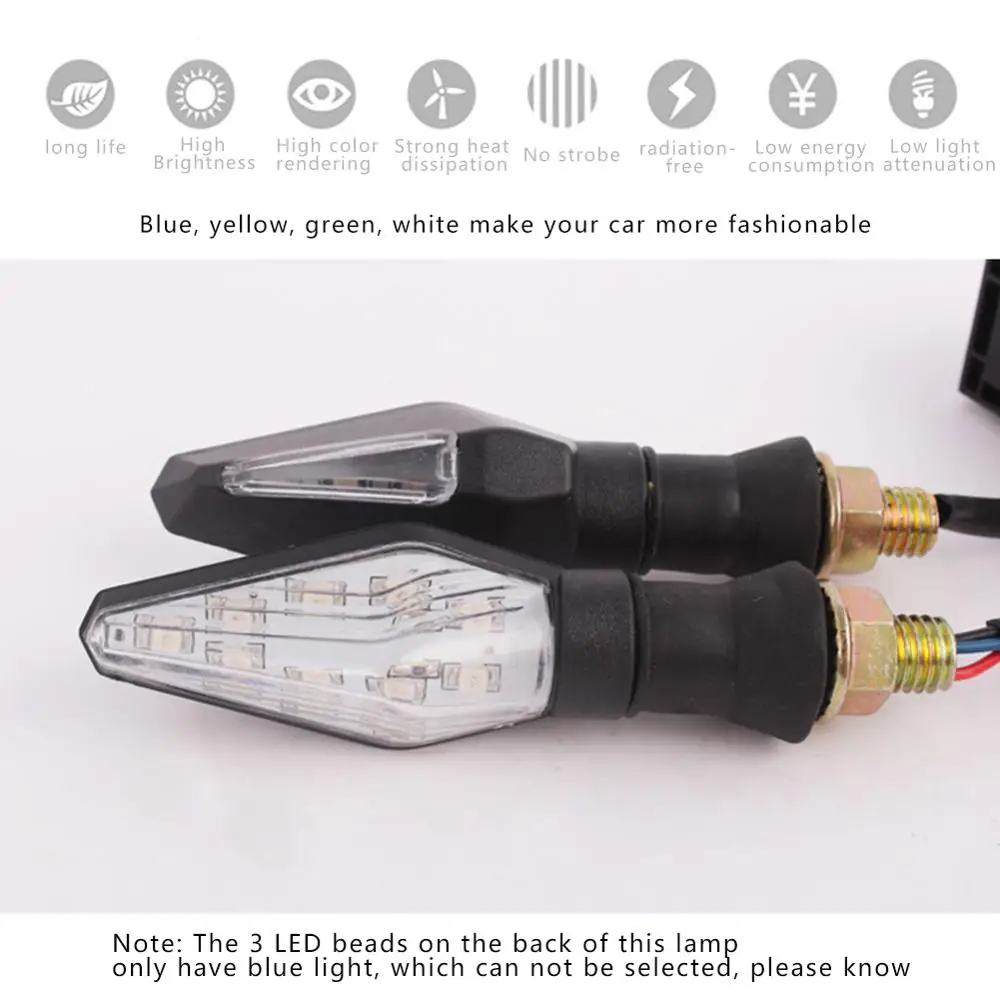 1PC Universal 12LED Amber+Blue Double Color Motorcycle Turn Signal Indicator Light Blinker for Motorcycle Motorbike Off Road