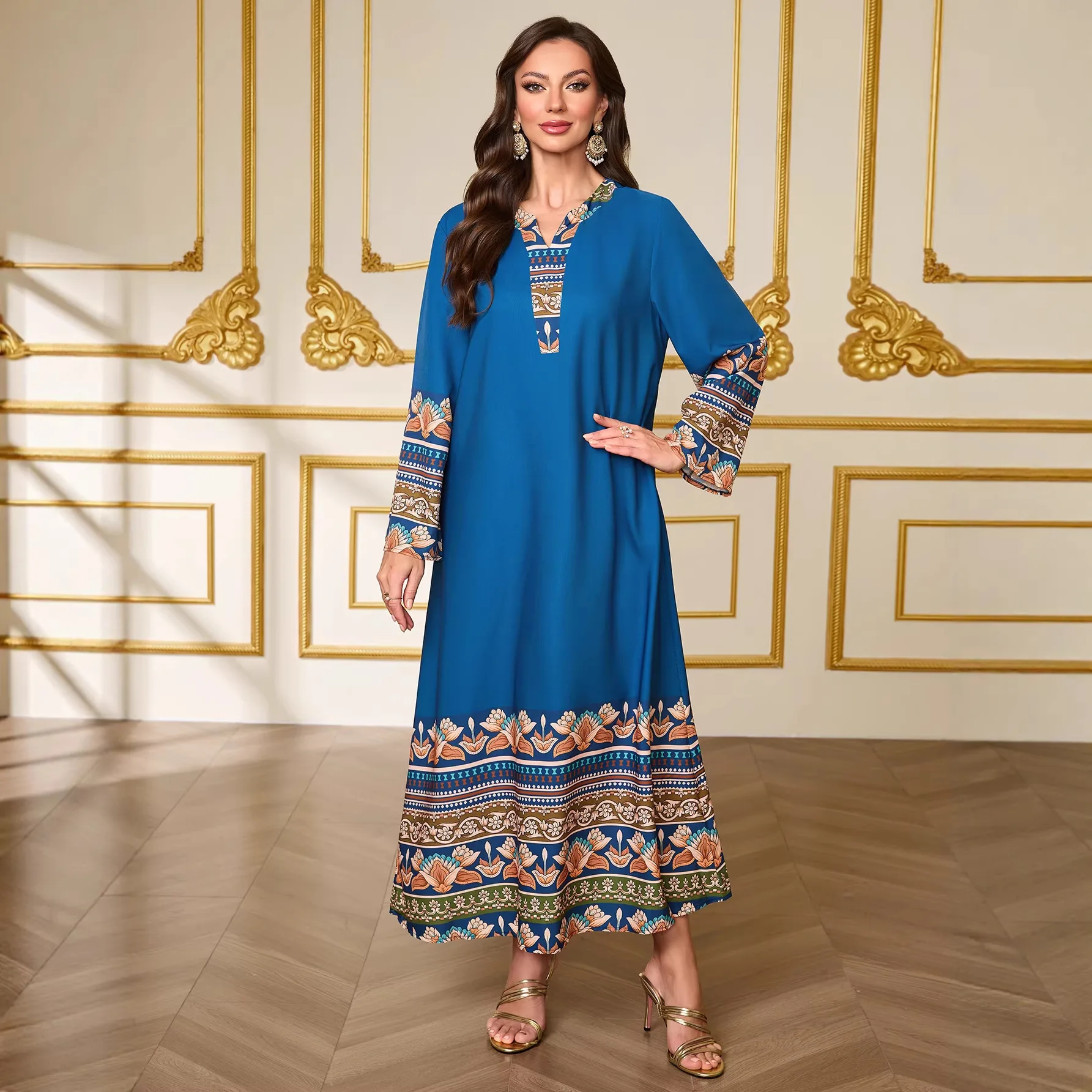 

Elegant Dress For Women, Satin Printed Gown, Long Skirt, New Fashion Women's Clothing, Dubai Robe Dubai Luxury Islam Elegant