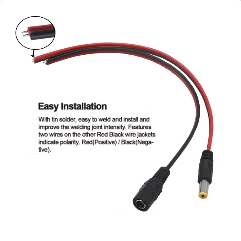 【20-2PCS】12V Dc Connectors Male Female Jack Cable Wire Line Adapter Plug Power Supply 5.5 x 2.1mm