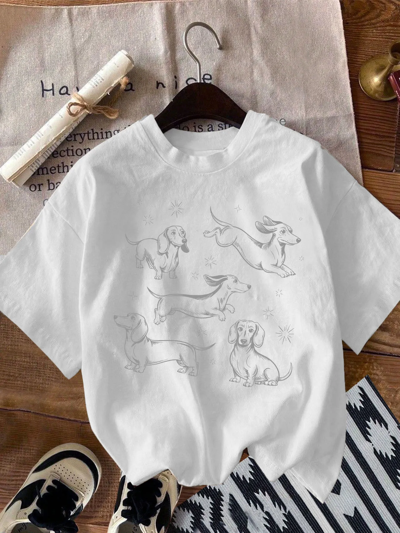 T-shirt à manches courtes et col rond imprimé 100% coton, Style Simple et polyvalent, adapté aux vêtements quotidiens décontractés pour femmes en été