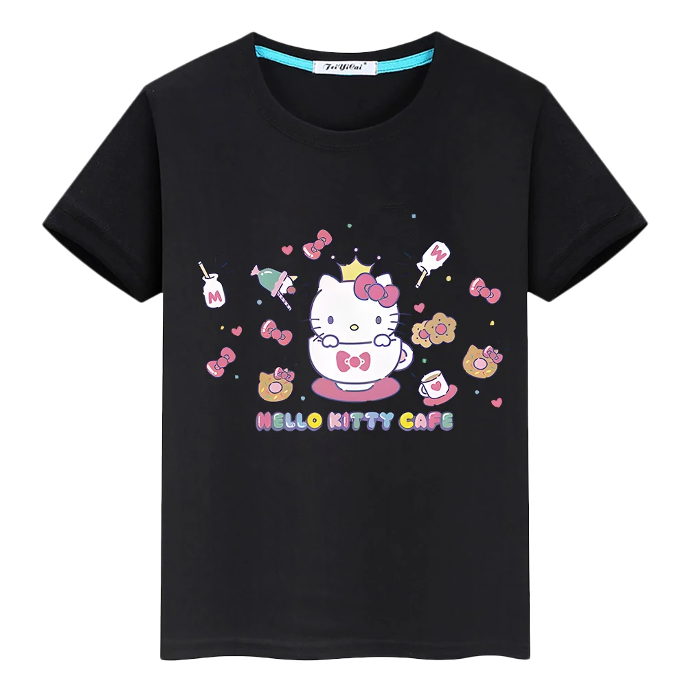 

hello kitty Print boys 100%Cotton Cute Short T-shirt Summer Anime Tees Kawaii Tops pride tshirt y2k one piece kids clothes girls