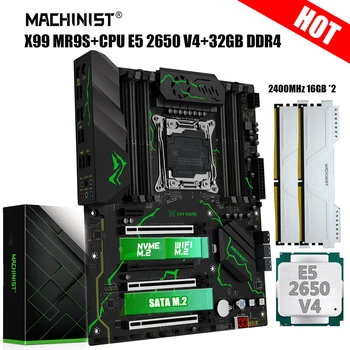 Makinist X99 MR9S anakart Combo LGA 2011-3 Xeon E5 2650 V4 CPU kiti işlemci 2*16GB DDR4 RAM ECC bellek SSD NVME M.2 SATA