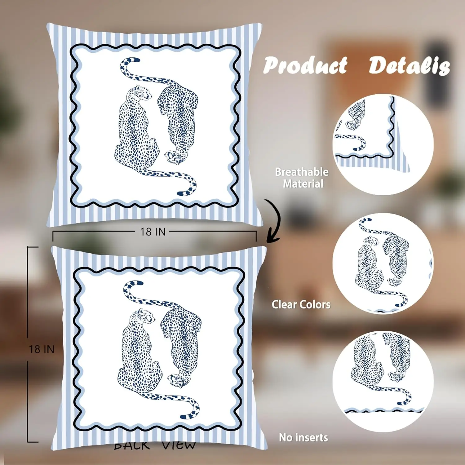 4pcs Decorative Pillowcase Set Boho Aesthetic Throw Pillow Cover Trendy Lips Print Leopard Art Quote Lucky Girl Accent Pillow