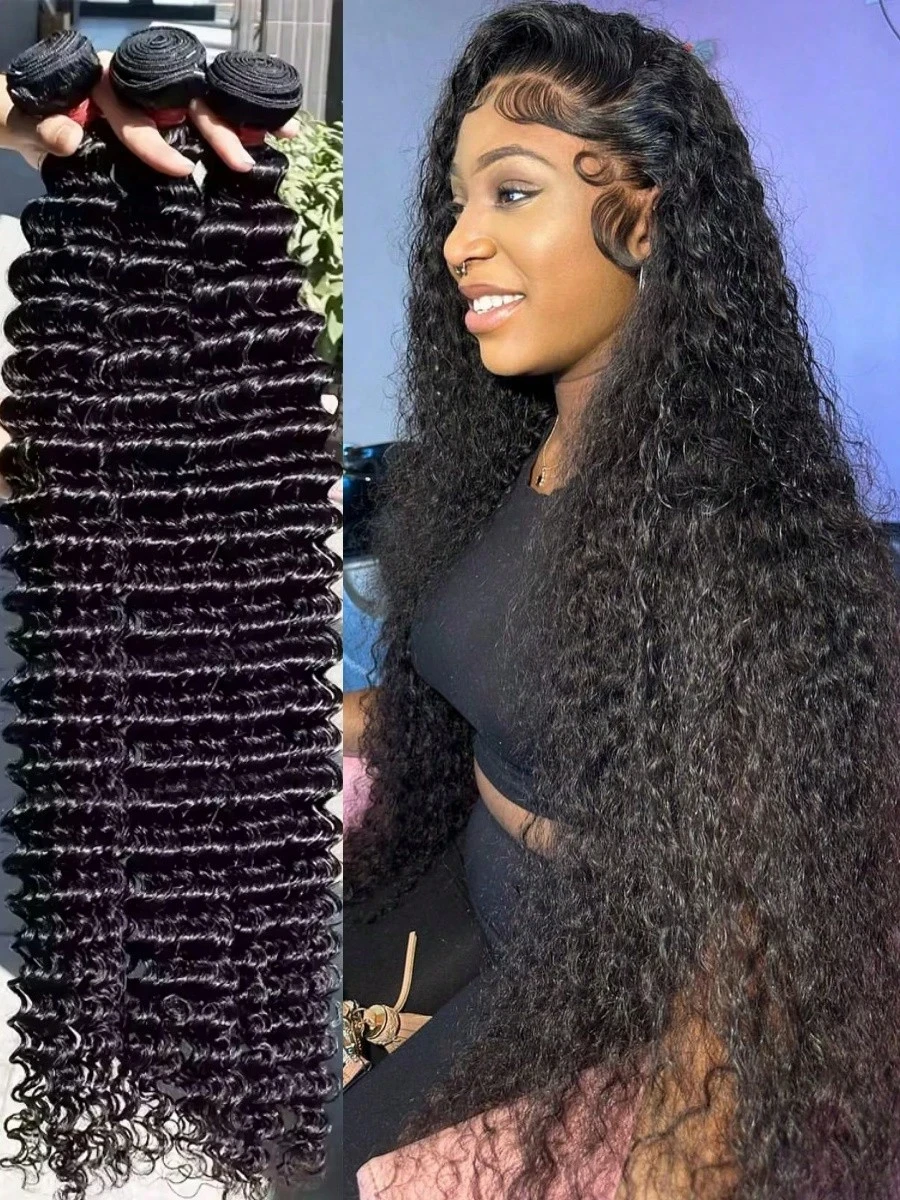Deep Wave Bundles Human Hair Curly Hair Bundles Raw Hair Bundles 1/3/4 PC Brazilian Deep Curly Hair Bundles Human Hair For Woman image 4