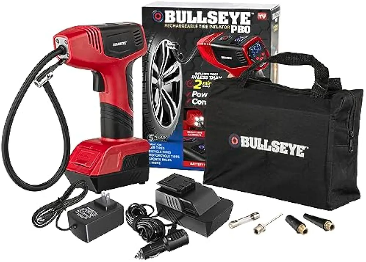 

Portable Air Compressor for Car Tires, 150PSI Rechargeable with Auto Shut Off and LED Lights