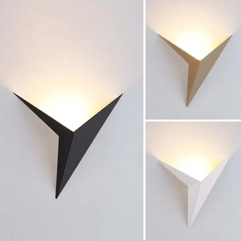

Minimalist Creative Diamond Triangle Iron Wall Lamps Corridor Living Dining Room Bedroom Hotel Study Bedhead LED Lights Decor