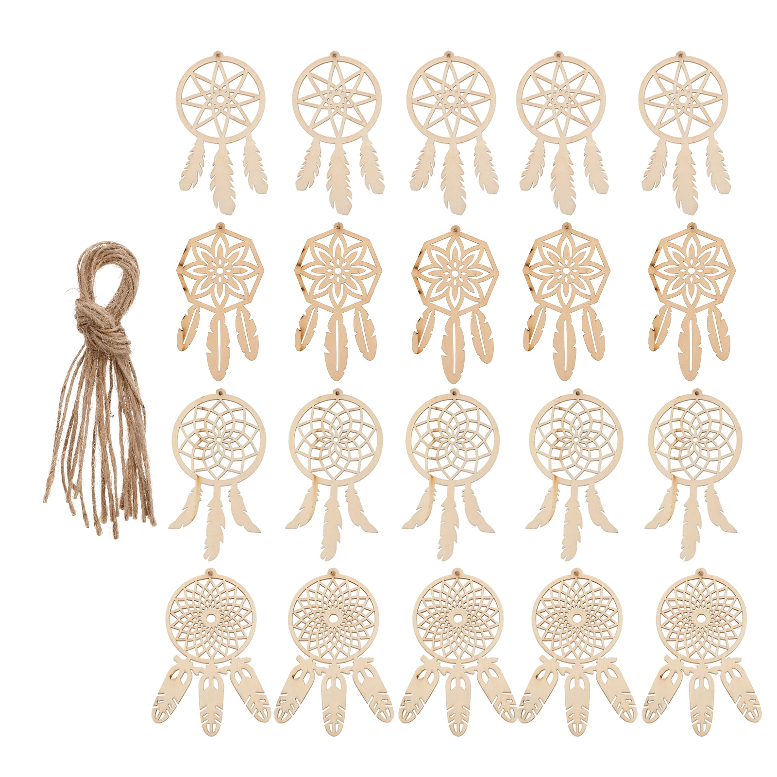 

40pcs Wooden Dream Catchers Diy Unfinished Hanging Ornaments 40 Ropes Wood Crafts Rustic Decorative Kits Lightweight Durable