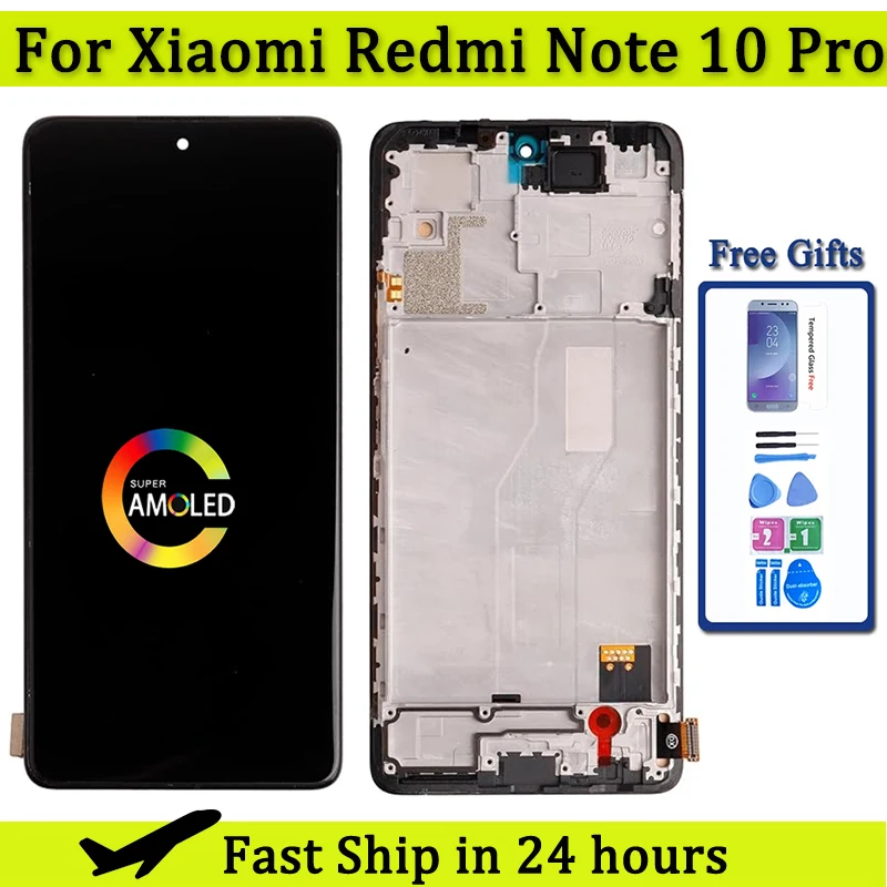 6,67-calowy wyświetlacz AMOLED dla Xiaomi Redmi Note 10 Pro Wyświetlacz LCD Ekran dotykowy Digitizer Zespół dla Redmi Note10 Pro M2101K6G M2101K6R