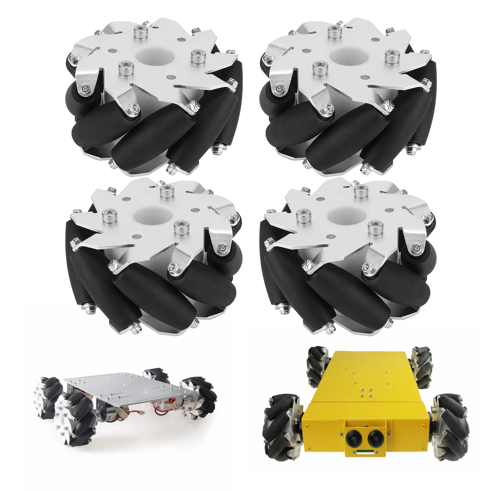 Ruote Mecanum in acciaio da 100 mm Set ruote sinistra destra per auto robot 14162 Omni Robot Car Chassis Wheel Accessorio per auto RC