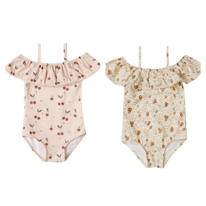 

New Children's Swimwear Little Fresh Ruffle Lace Quick Drying Small Fragmented Flower Swimsuit for Girls Baby Swimwears Bikinis