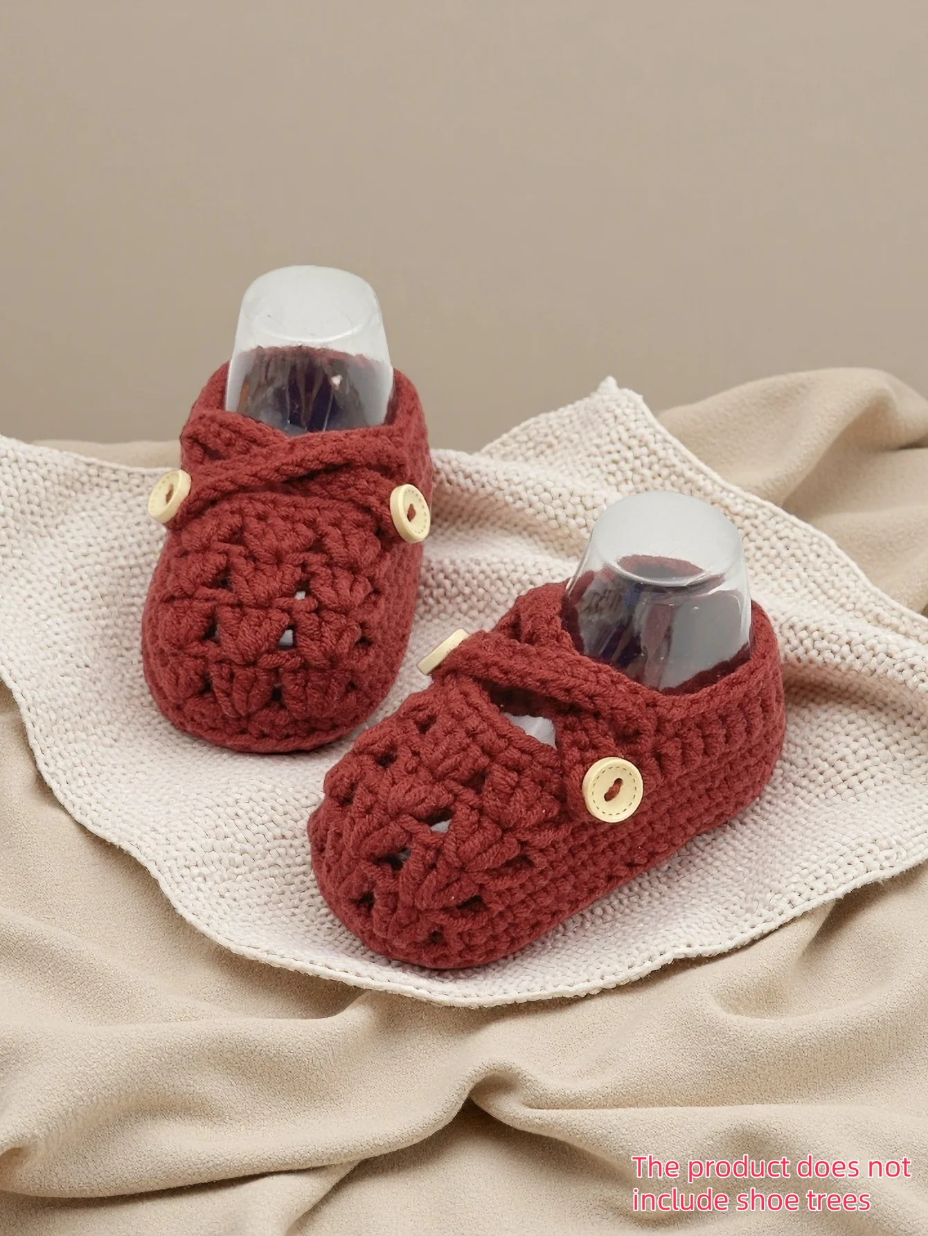 

1 Pair Handmade Baby Crochet Booties, Knit Shoes with Button Detail, Soft Infant Slippers