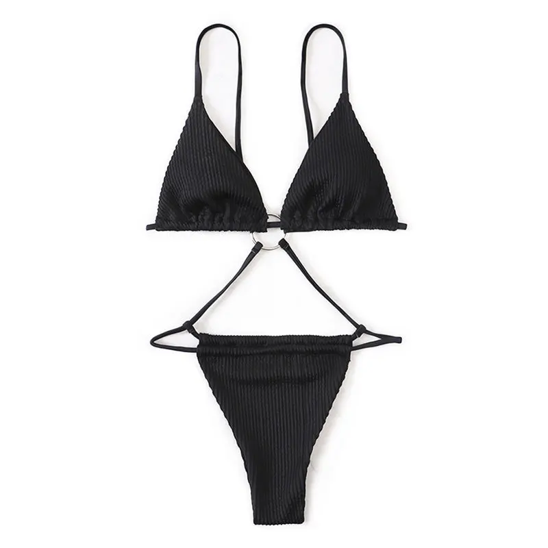 Nuovo costume da bagno singolo Bikini da donna E-Commerce in tinta unita Corrugatedbikini