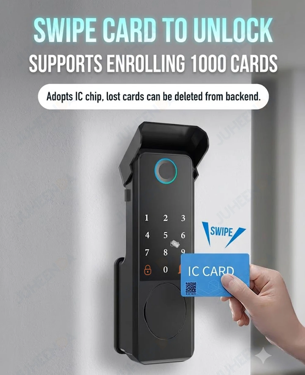 IP66 Waterproof Smart Door Lock Tuya Wifi Fingerprint Password RFID Card TTLock APP Keyless Entry Lock for Outdoor Gate Fence view 4