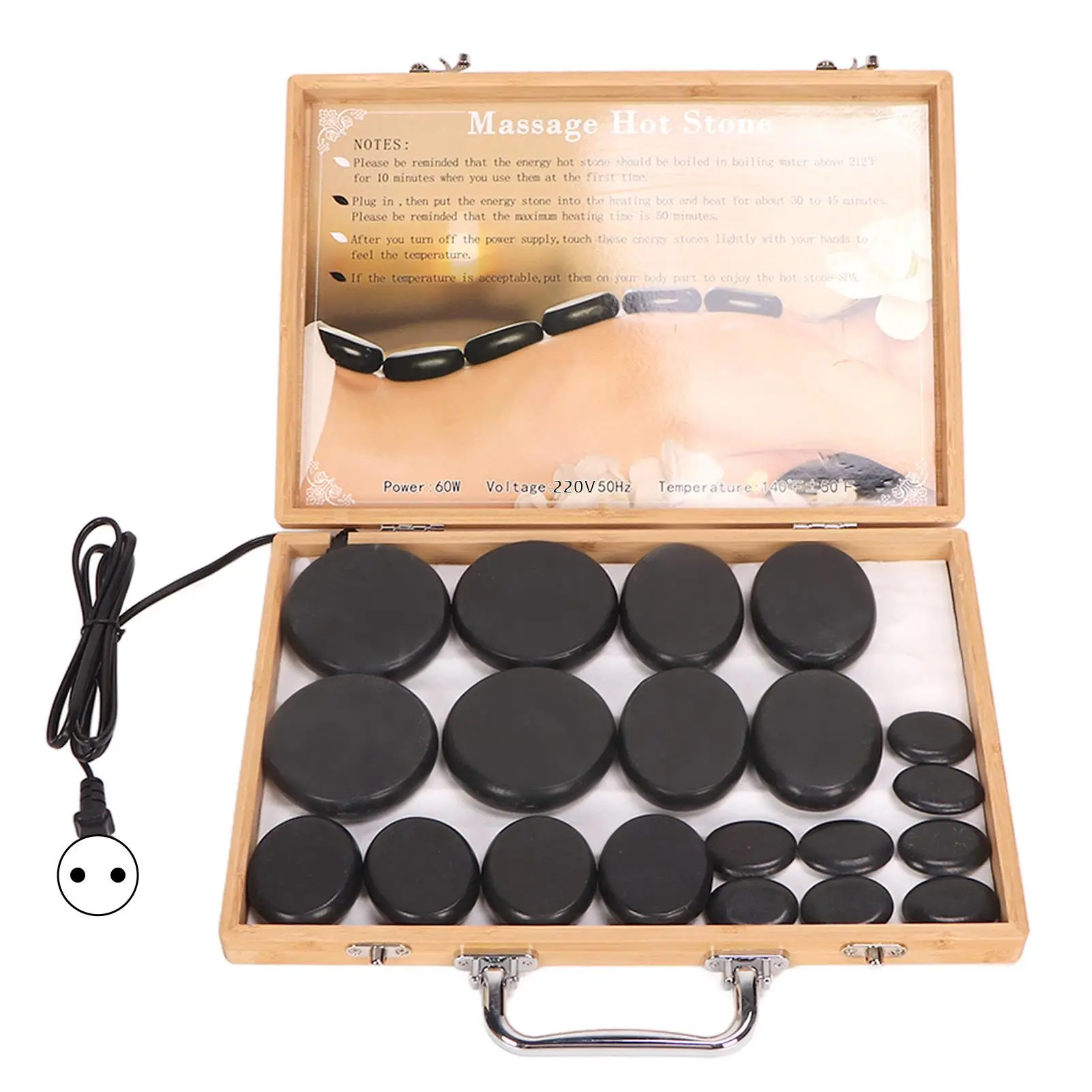 

Hot Massage Stones Set - Warming Therapy Rocks for Pain Relief, Smooth Heated Stones with Box for Spa & Essential Oils