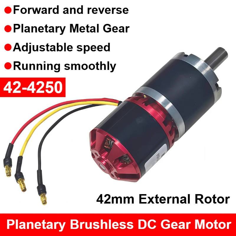 

1 шт. Мощный планетарный бесщеточный редукторный двигатель постоянного тока 42-4250 для фотоэлектрического оборудования, 12В/24В, реверсивный, с внешним ротором