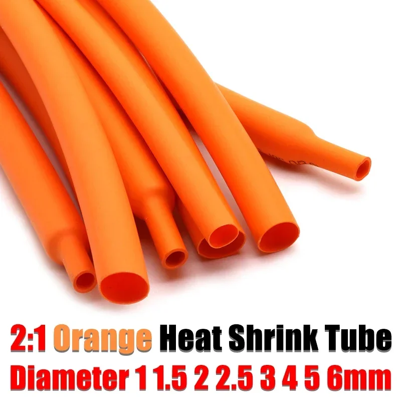 

5M Orange Diameter 1 1.5 2 2.5 3 4 5 6mm Polyolefin Heat Shrink Tube 2:1 Shrinking Ratio Insulated Cable Sleeve Protect Tube