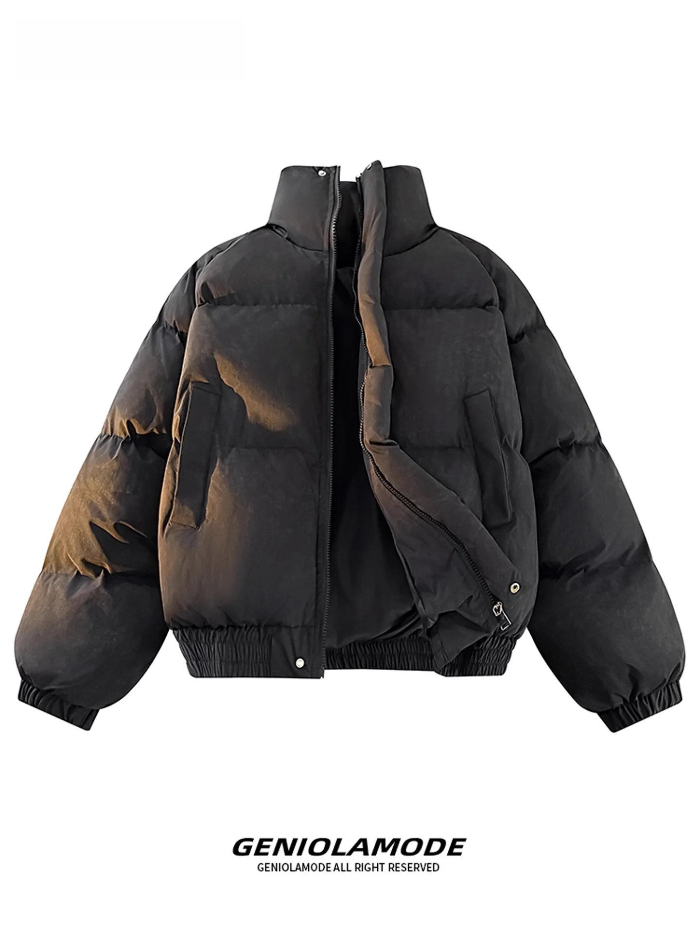 

Genio Lamode, американское ретро или куртка из искусственной кожи с воротником-стойкой для мужчин и женщин, зимнее теплое пальто для пар