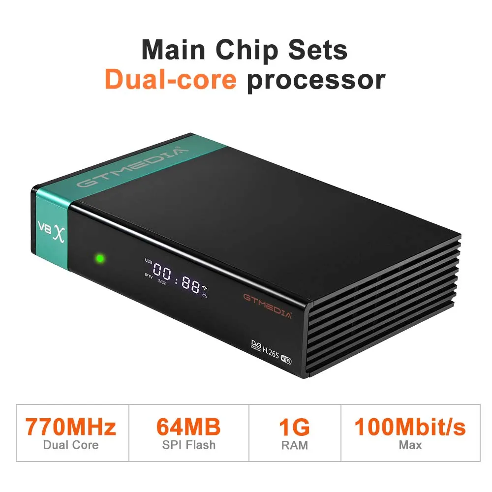 Спутниковый ресивер GTMEDIA V8X DVB-S/S2/S2X, VCM/ACM/мультипоточная поддержка автоматического рулона BISS Встроенный 2,4G WIFI 1080P HD mars v8x