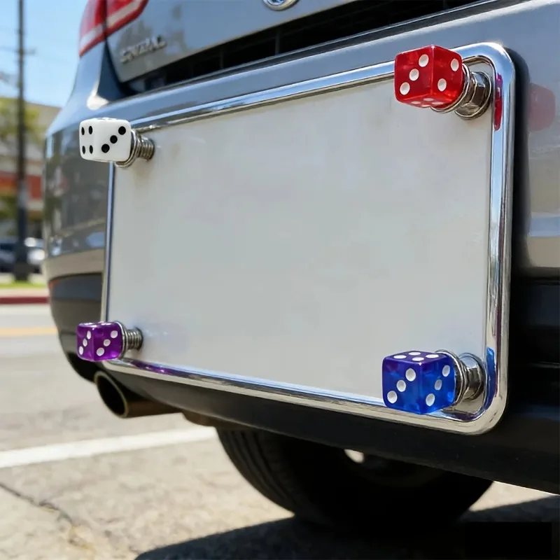 Universal Dice Design License Plate Bolt Set 4Pcs Decorative Fasteners for Car Exterior Decoration