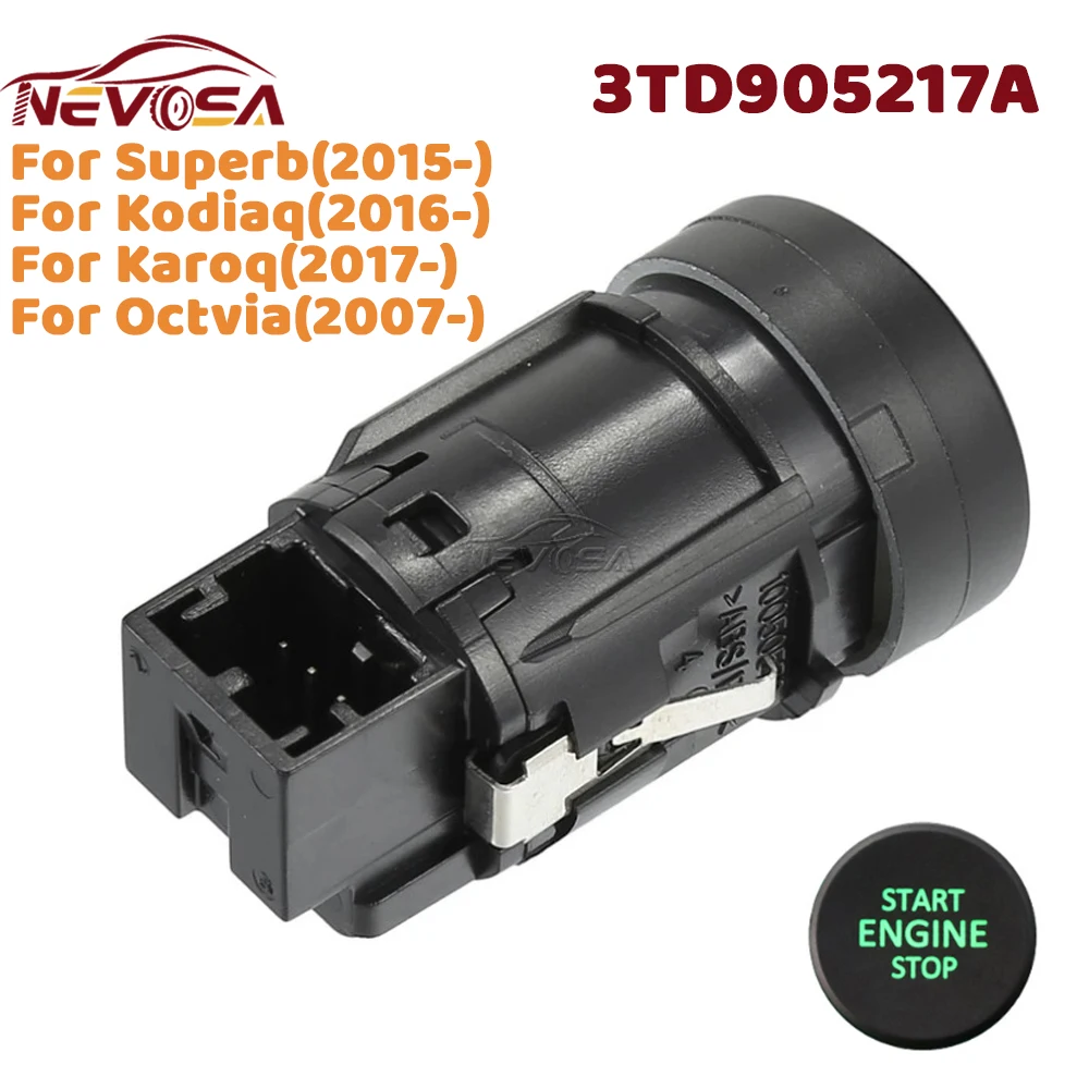 Car Ignition Stop Start Button Switch For Skoda Superb Kodiaq Karoq Octvia Engine Start  One Button Start Switch  3TD905217A