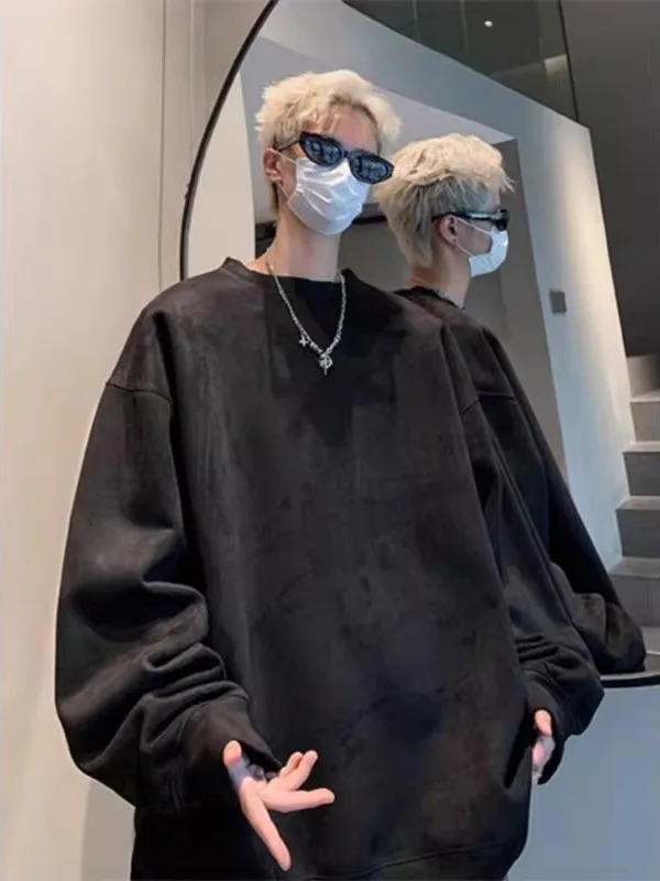 

Свитшот американского производства больших размеров, однотонный, с круглым вырезом, весенне-осенний, свободного кроя, в уличном стиле, дышащий, удобный в носке.