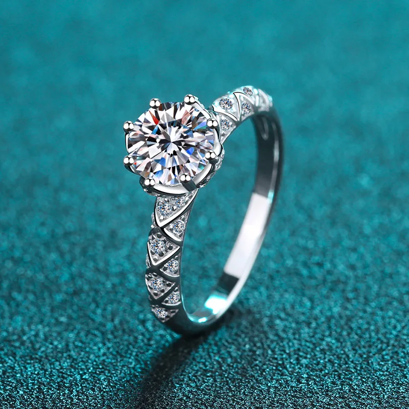 

HAIMAITONG Ring female pt950 platinum Moissanite ring eight claws network red tail refers to manufacturers directly available