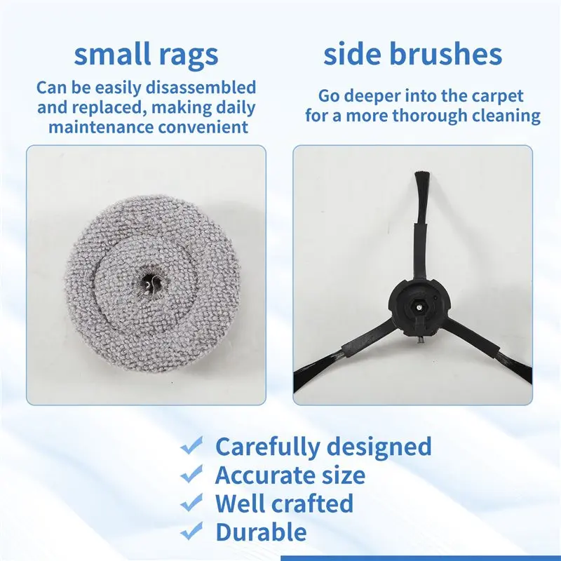 A36T-For Roborock S8 Maxv Ultra/S8 Max Ultra Vacuum Replacement Parts Set-Main Brush Side Brush Filter Mop Cloth Dust Bag
