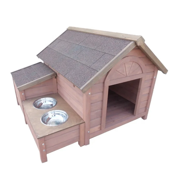 Wooden Outdoor Dog House Kennel Cages Portable Pet Houses With Dog Bowl