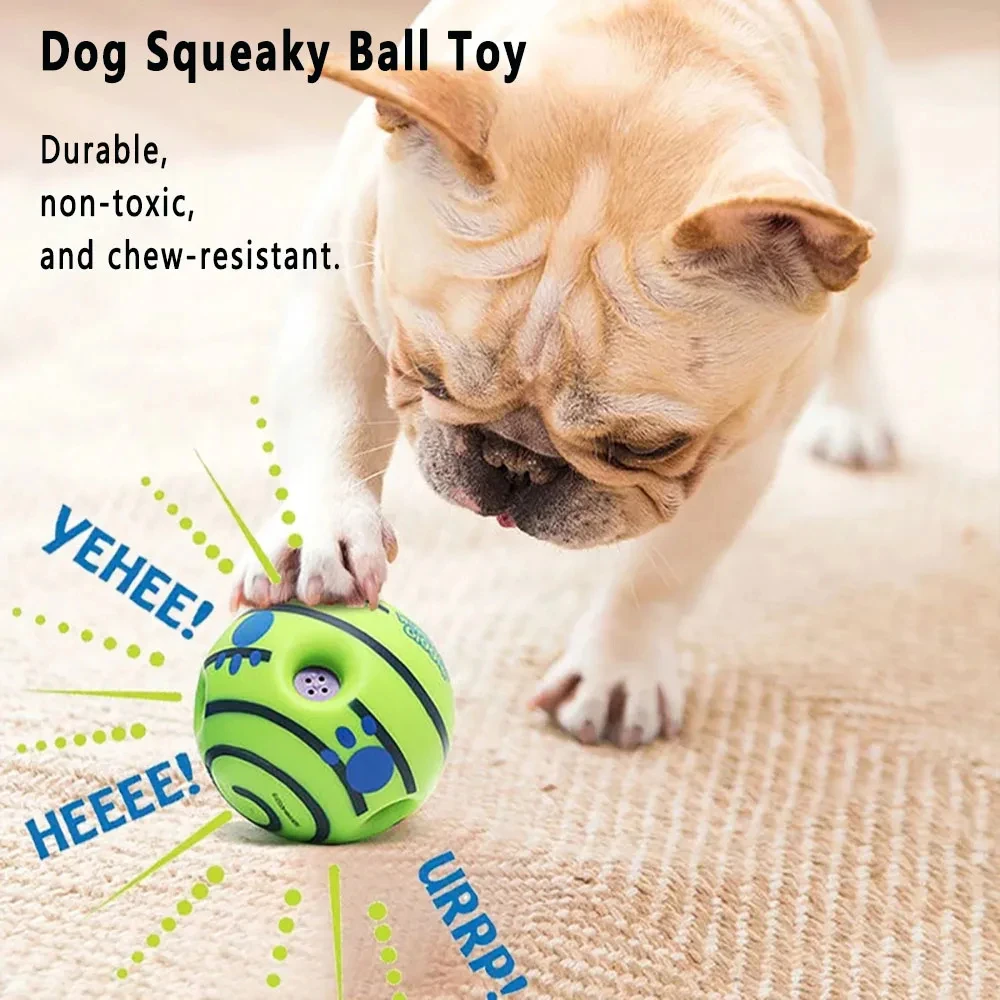 1PCSPet Dog Toy Ball Wobble Wag Giggle Ball Interactive Dog Toy Chew Toy Giggle Sounds Toy When Rolled or Shaken For Pet Dog Fun