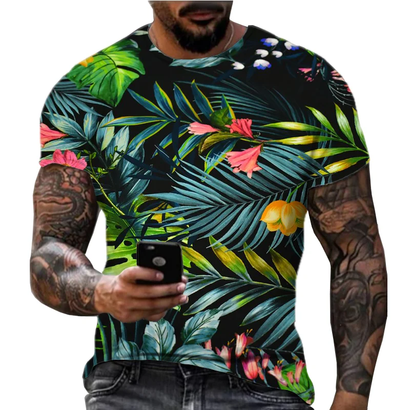 Camiseta con estampado Digital para hombre, camisa informal de manga corta con patrón personalizado, versátil, novedad de verano, 2024