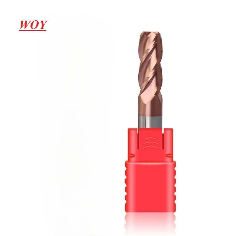 

WOY HRC60 4-Flute End Mill Tungsten Steel Carbide Nano Coating Round Nose Milling Cutter CNC Machining Center Endmills Tools