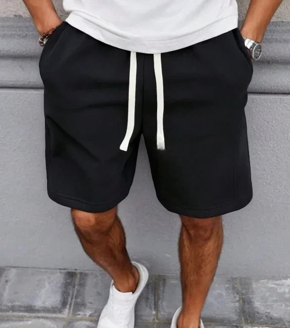 

Мужские простые стильные повседневные однотонные шорты из свободного хлопка, подходящие для летних пляжных видов спорта, фитнеса, использования на открытом воздухе и в помещении.