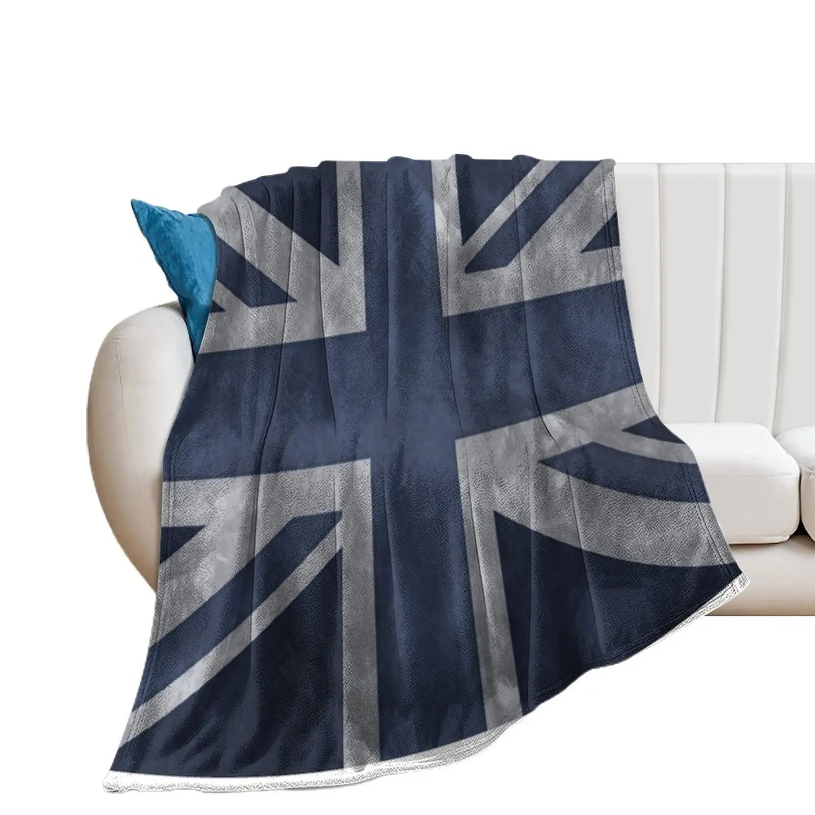 

Blue Distressed Union Jack Throw Blanket Thin Soft Plaid Polar Large Blankets