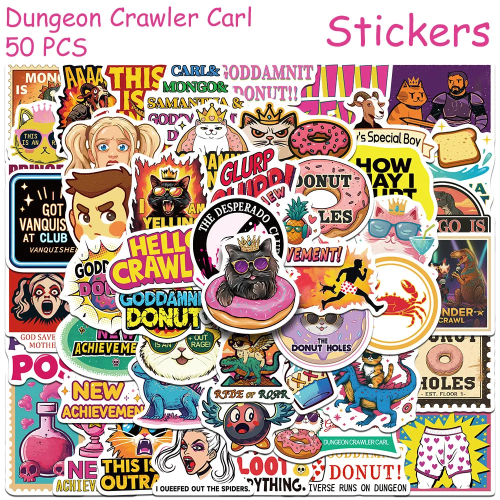 50/100 Stück Dungeon Crawler Carl Aufkleber für Handy, Scrapbook, Gepäck, Skateboard, Helm, DIY Cartoon Ästhetische Sticker – Detail 9